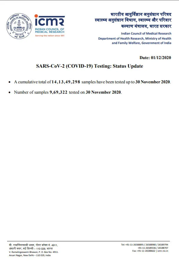 india coronavirus icmr samples tested details 